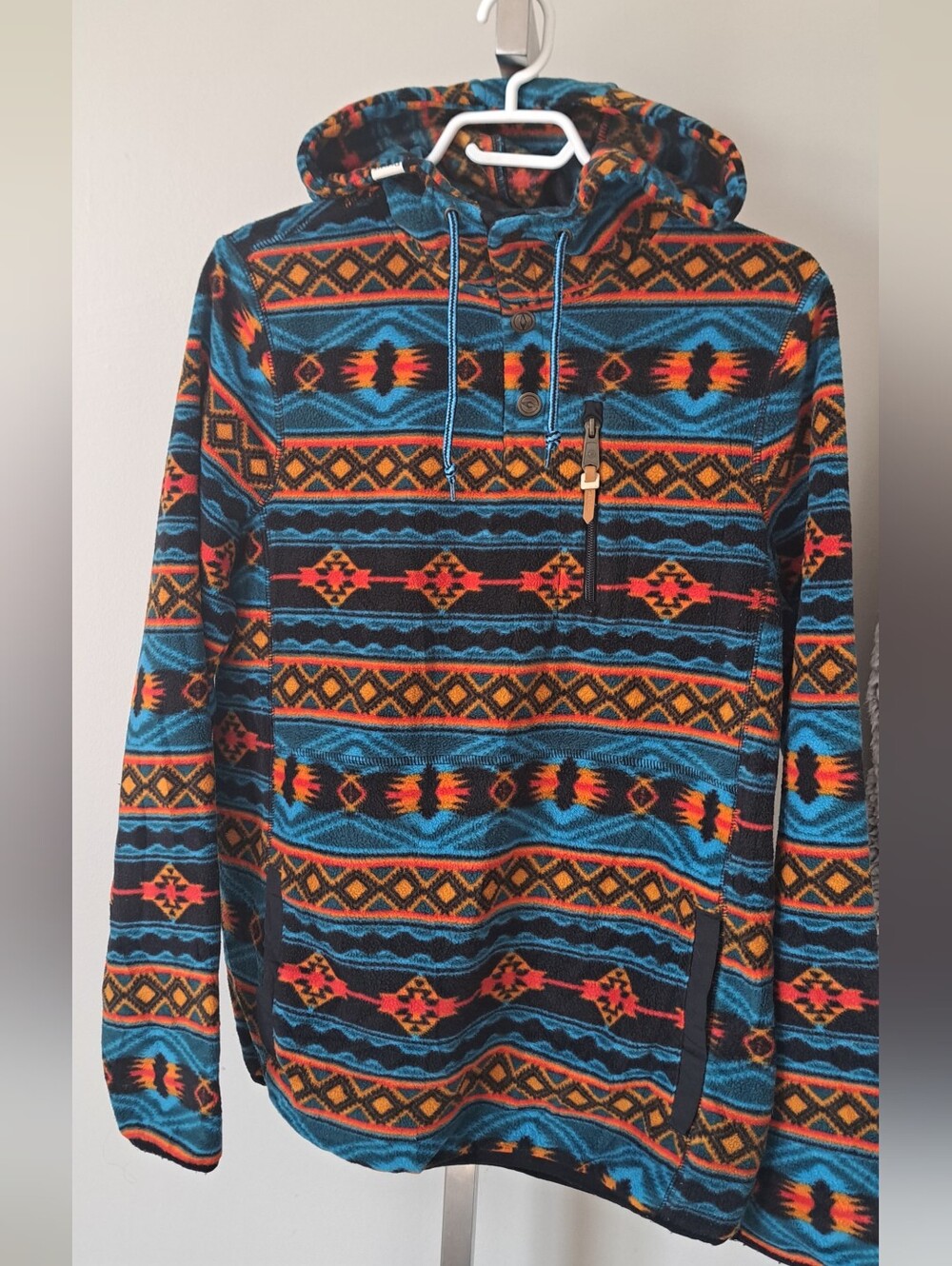 DRAVUS Southwest Fleece multicolor Hooded Pullover sweater Aztec men's small